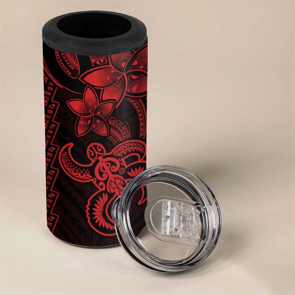 Red Hawaiian Kakau Turtle 4 in 1 Can Cooler Tumbler Polynesian Tribal LT9 - Polynesian Pride