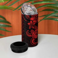 Red Hawaiian Kakau Turtle 4 in 1 Can Cooler Tumbler Polynesian Tribal LT9 - Polynesian Pride