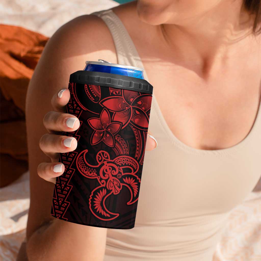 Red Hawaiian Kakau Turtle 4 in 1 Can Cooler Tumbler Polynesian Tribal LT9 - Polynesian Pride