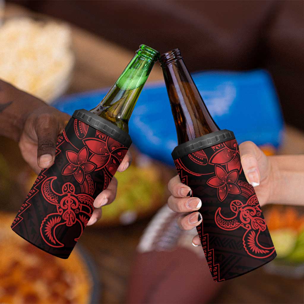 Red Hawaiian Kakau Turtle 4 in 1 Can Cooler Tumbler Polynesian Tribal LT9 - Polynesian Pride