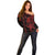 Hawaiian Tribal Off Shoulder Sweater Polynesian Kakau Turtle - Red LT9 - Polynesian Pride