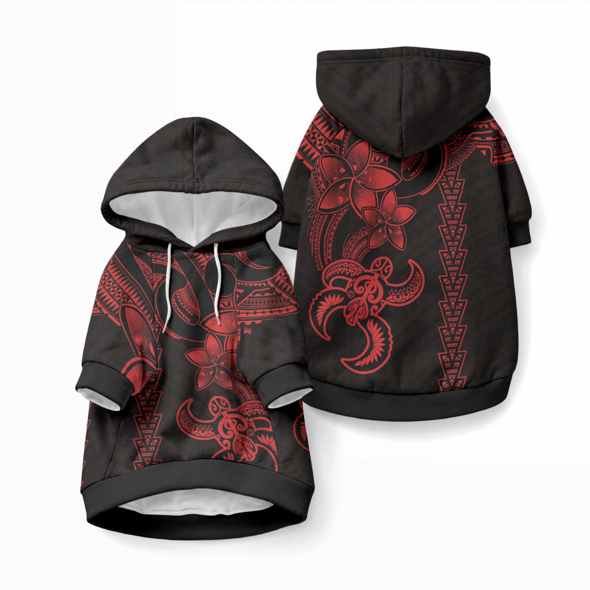 Hawaiian Tribal Kakau Turtle - Red Pet Hoodie LT9 Pullover Red - Polynesian Pride