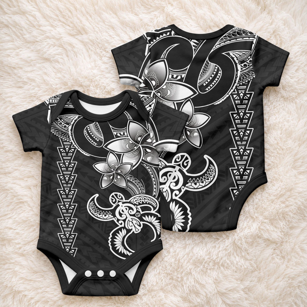 Hawaiian Tribal Kakau Turtle - White Baby Onesie LT9 - Polynesian Pride