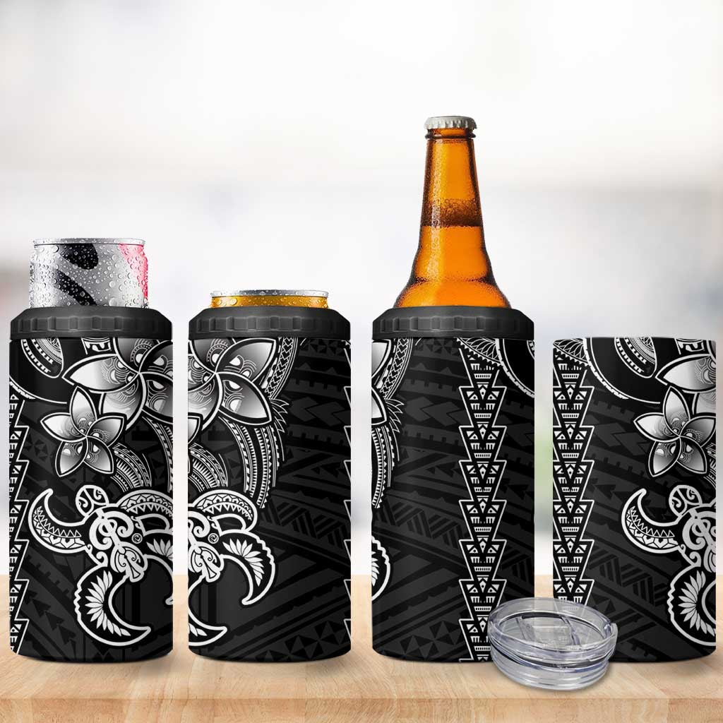 White Hawaiian Kakau Turtle 4 in 1 Can Cooler Tumbler Polynesian Tribal LT9 - Polynesian Pride