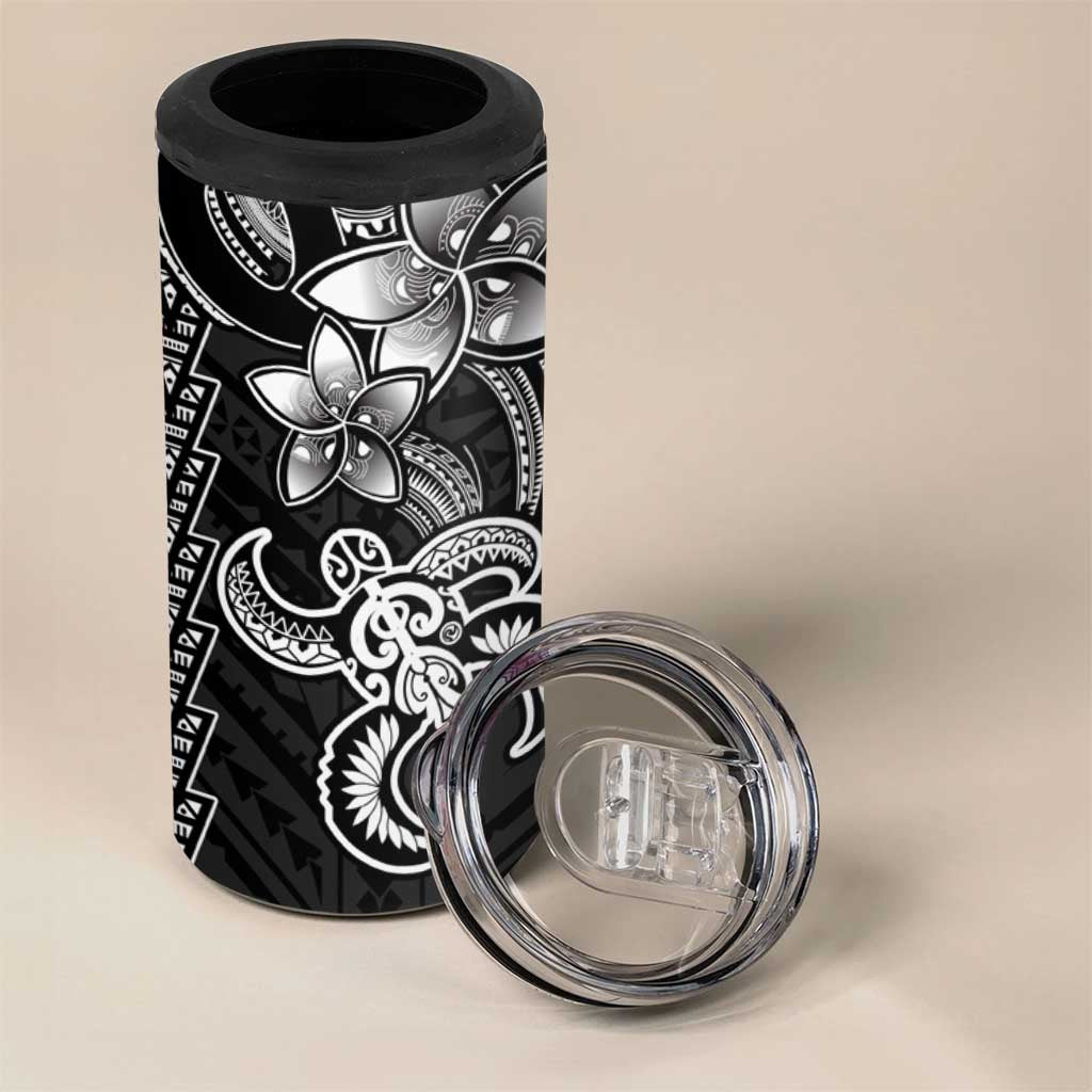 White Hawaiian Kakau Turtle 4 in 1 Can Cooler Tumbler Polynesian Tribal LT9 - Polynesian Pride