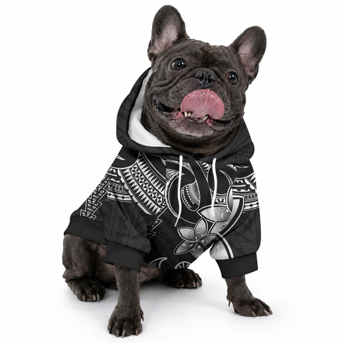 Hawaiian Tribal Kakau Turtle - White Pet Hoodie LT9 - Polynesian Pride