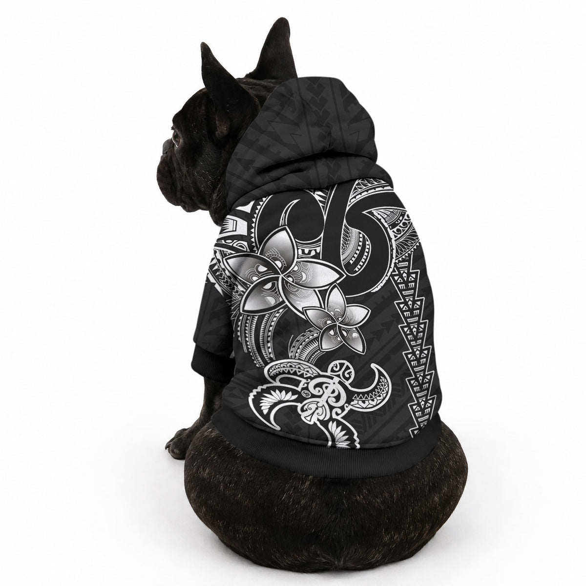 Hawaiian Tribal Kakau Turtle - White Pet Hoodie LT9 - Polynesian Pride