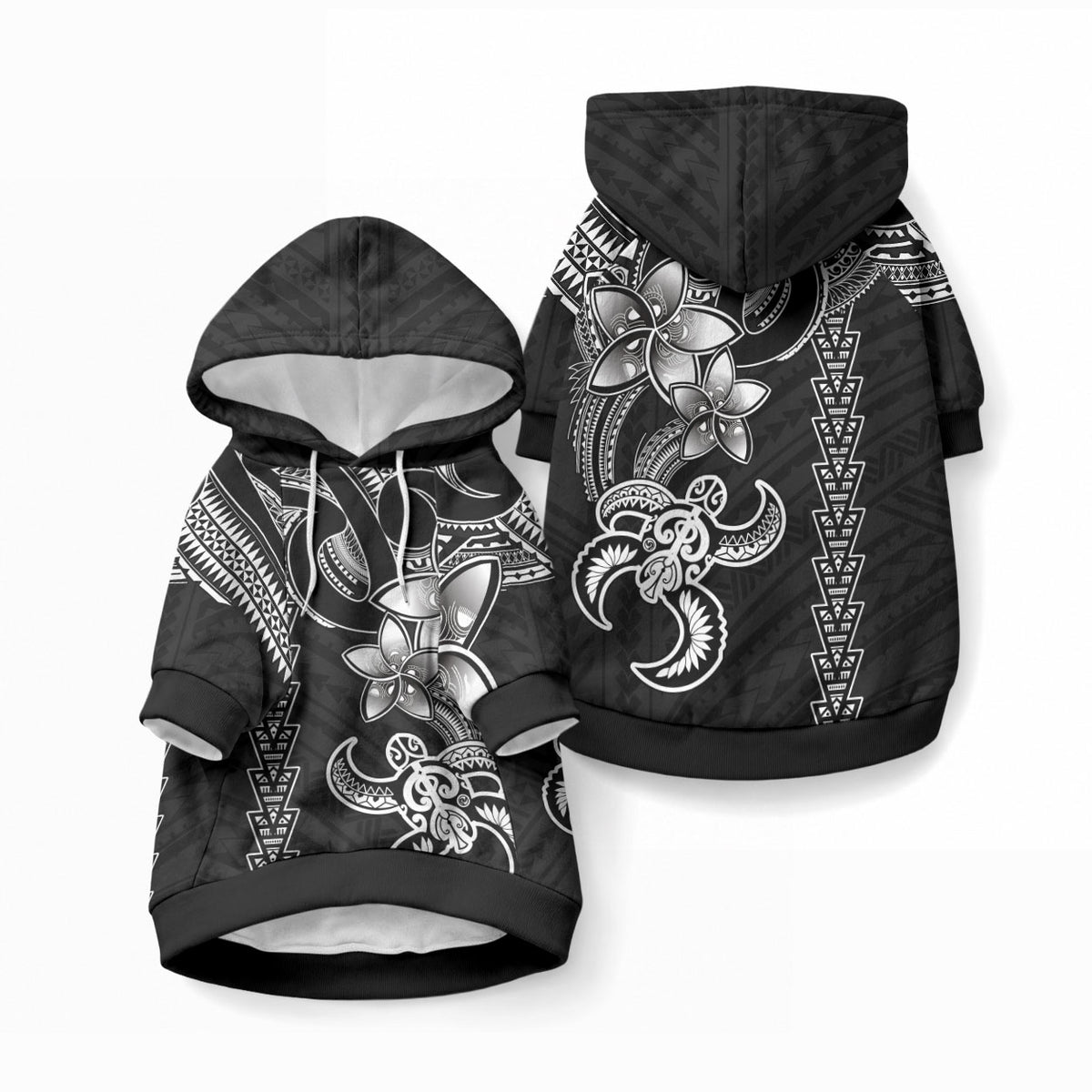 Hawaiian Tribal Kakau Turtle - White Pet Hoodie LT9 Pullover White - Polynesian Pride