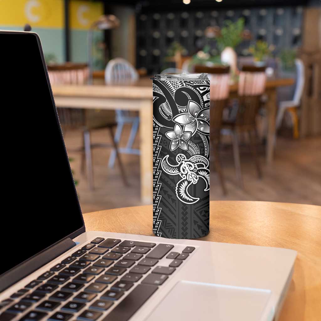 White Hawaiian Kakau Turtle Skinny Tumbler Polynesian Tribal