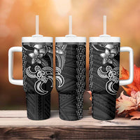 White Hawaiian Kakau Turtle Tumbler With Handle Polynesian Tribal