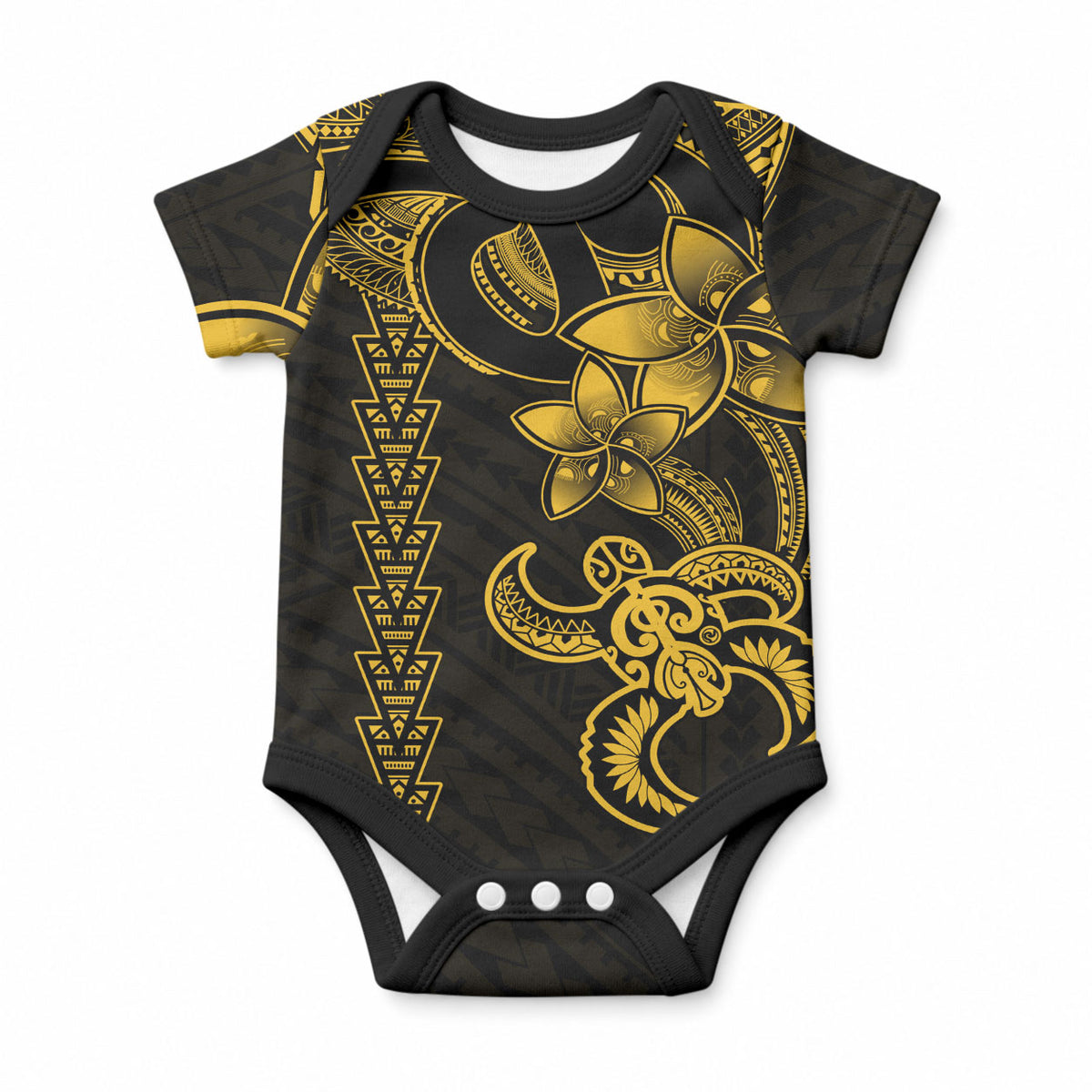 Hawaiian Tribal Kakau Turtle - Yellow Baby Onesie LT9 Yellow - Polynesian Pride