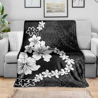 American Samoa Lotu Tamaiti Blanket White Sunday Plumeria Black Vibe LT9 - Polynesian Pride