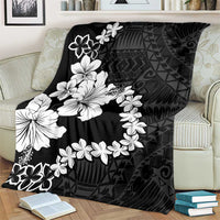 American Samoa Lotu Tamaiti Blanket White Sunday Plumeria Black Vibe LT9 - Polynesian Pride