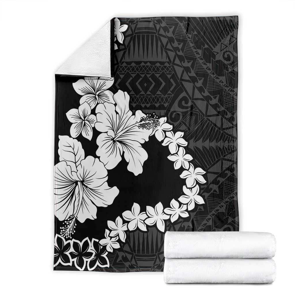 American Samoa Lotu Tamaiti Blanket White Sunday Plumeria Black Vibe LT9 - Polynesian Pride
