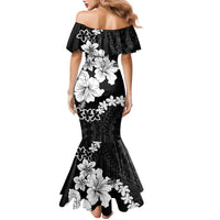 American Samoa Lotu Tamaiti Family Matching Mermaid Dress and Hawaiian Shirt White Sunday Plumeria Black Vibe LT9 - Polynesian Pride