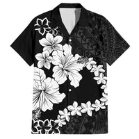 American Samoa Lotu Tamaiti Family Matching Summer Maxi Dress and Hawaiian Shirt White Sunday Plumeria Black Vibe LT9 Dad's Shirt - Short Sleeve Black - Polynesian Pride