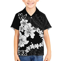 American Samoa Lotu Tamaiti Family Matching Summer Maxi Dress and Hawaiian Shirt White Sunday Plumeria Black Vibe LT9 Son's Shirt Black - Polynesian Pride