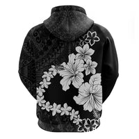American Samoa Lotu Tamaiti Hoodie White Sunday Plumeria Black Vibe