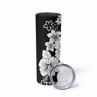 American Samoa Lotu Tamaiti Skinny Tumbler White Sunday Plumeria Black Vibe LT9 - Polynesian Pride