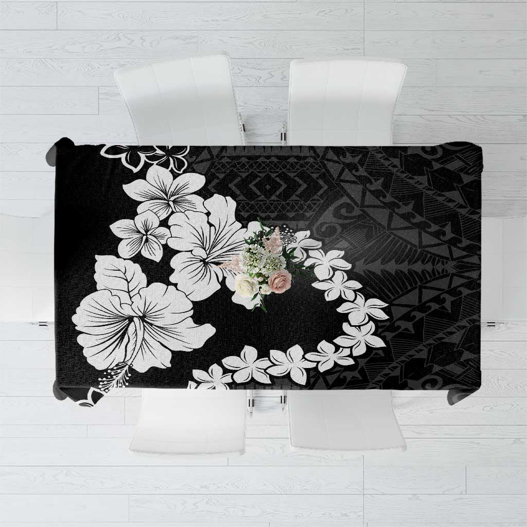 American Samoa Lotu Tamaiti Tablecloth White Sunday Plumeria Black Vibe LT9 Black - Polynesian Pride
