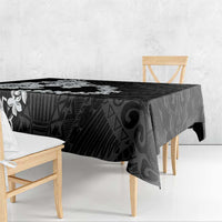 American Samoa Lotu Tamaiti Tablecloth White Sunday Plumeria Black Vibe LT9 - Polynesian Pride