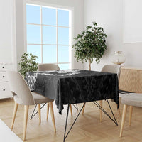 American Samoa Lotu Tamaiti Tablecloth White Sunday Plumeria Black Vibe LT9 - Polynesian Pride