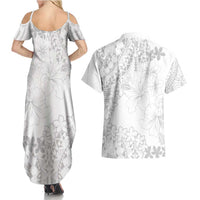 American Samoa Lotu Tamaiti Couples Matching Summer Maxi Dress and Hawaiian Shirt White Sunday Plumeria White Vibe LT9 - Polynesian Pride