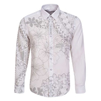 American Samoa Lotu Tamaiti Family Matching Long Sleeve Bodycon Dress and Hawaiian Shirt White Sunday Plumeria White Vibe LT9 Dad's Shirt - Long Sleeve White - Polynesian Pride