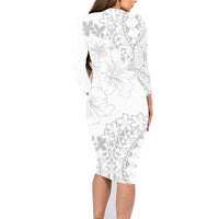 American Samoa Lotu Tamaiti Family Matching Long Sleeve Bodycon Dress and Hawaiian Shirt White Sunday Plumeria White Vibe LT9 - Polynesian Pride