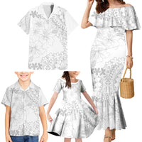 American Samoa Lotu Tamaiti Family Matching Mermaid Dress and Hawaiian Shirt White Sunday Plumeria White Vibe LT9 - Polynesian Pride