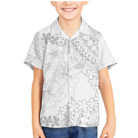 American Samoa Lotu Tamaiti Family Matching Mermaid Dress and Hawaiian Shirt White Sunday Plumeria White Vibe LT9 Son's Shirt White - Polynesian Pride