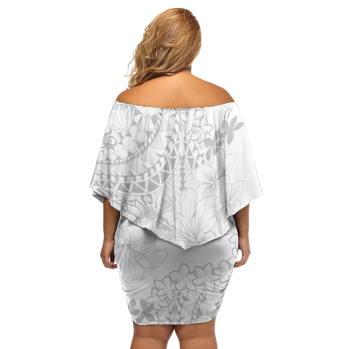 American Samoa Lotu Tamaiti Family Matching Off Shoulder Short Dress and Hawaiian Shirt White Sunday Plumeria White Vibe LT9 - Polynesian Pride