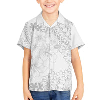 American Samoa Lotu Tamaiti Family Matching Off Shoulder Short Dress and Hawaiian Shirt White Sunday Plumeria White Vibe LT9 Son's Shirt White - Polynesian Pride