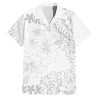 American Samoa Lotu Tamaiti Family Matching Puletasi and Hawaiian Shirt White Sunday Plumeria White Vibe LT9 Dad's Shirt - Short Sleeve White - Polynesian Pride