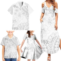 American Samoa Lotu Tamaiti Family Matching Summer Maxi Dress and Hawaiian Shirt White Sunday Plumeria White Vibe LT9 - Polynesian Pride
