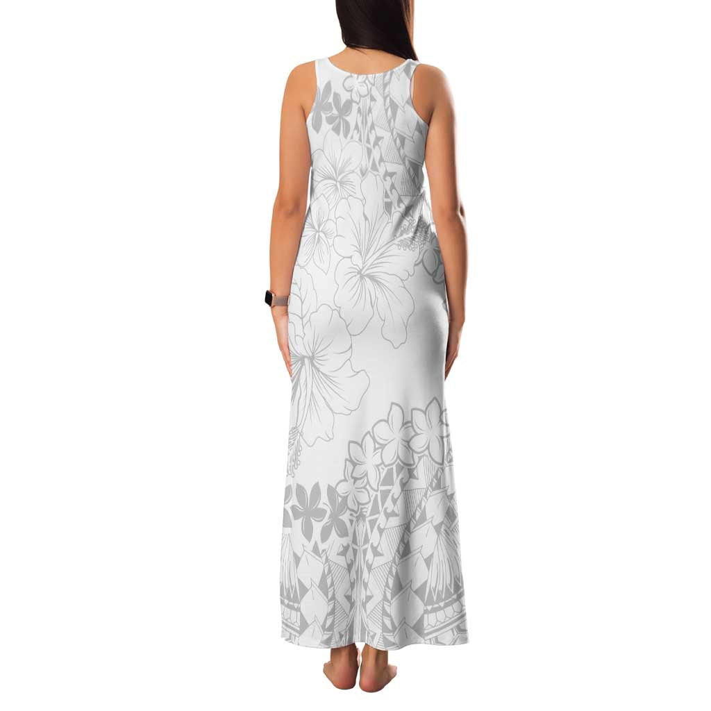 American Samoa Lotu Tamaiti Family Matching Tank Maxi Dress and Hawaiian Shirt White Sunday Plumeria White Vibe LT9 - Polynesian Pride