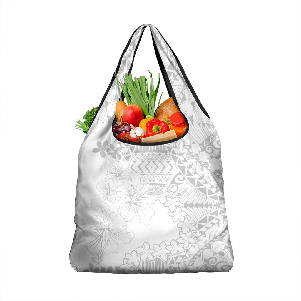 American Samoa Lotu Tamaiti Grocery Bag White Sunday Plumeria White Vibe