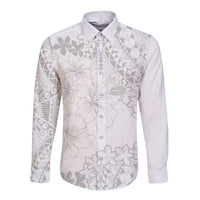 American Samoa Lotu Tamaiti Long Sleeve Button Shirt White Sunday Plumeria White Vibe