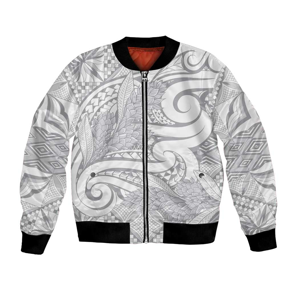 Lotu Tamaiti Samoa Siapo Bomber Jacket White Sunday With Teuila Torch Ginger