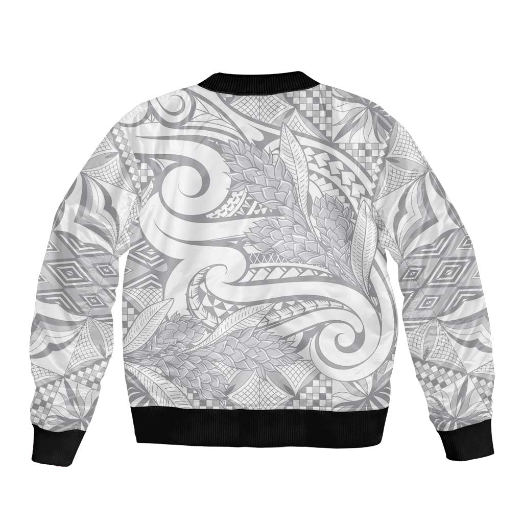 Lotu Tamaiti Samoa Siapo Bomber Jacket White Sunday With Teuila Torch Ginger