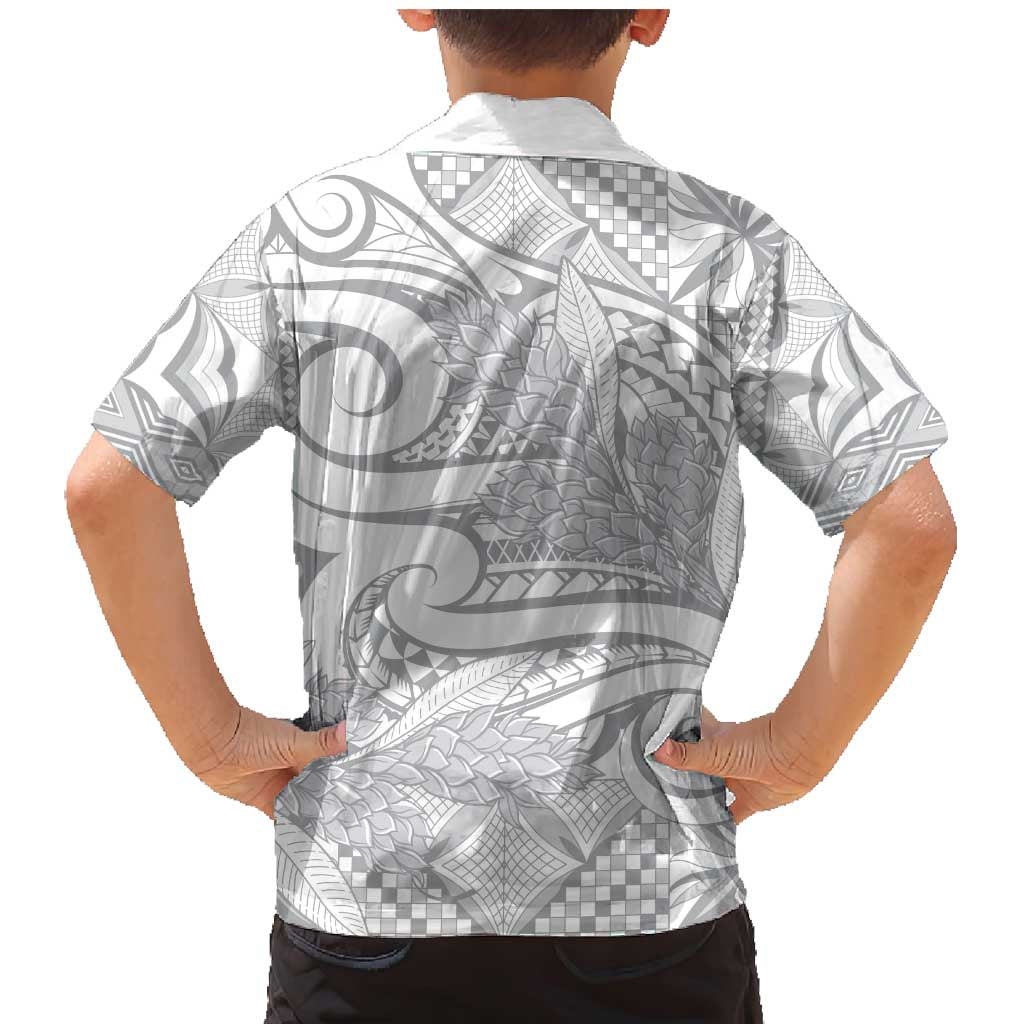 Lotu Tamaiti Samoa Siapo Family Matching Mermaid Dress and Hawaiian Shirt White Sunday With Teuila Torch Ginger LT9 - Polynesian Pride