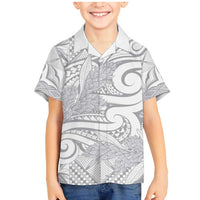 Lotu Tamaiti Samoa Siapo Family Matching Mermaid Dress and Hawaiian Shirt White Sunday With Teuila Torch Ginger LT9 Son's Shirt White - Polynesian Pride