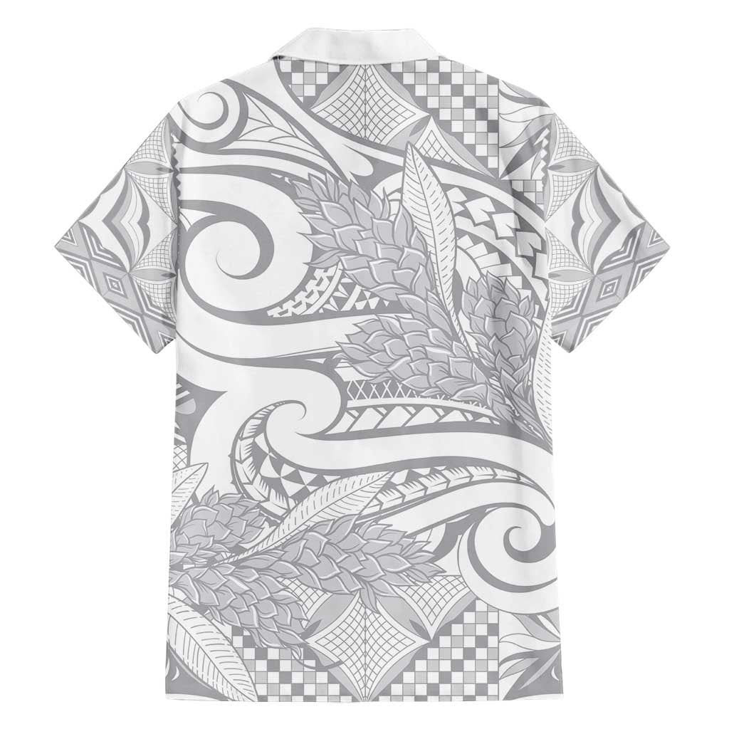 Lotu Tamaiti Samoa Siapo Family Matching Off Shoulder Maxi Dress and Hawaiian Shirt White Sunday With Teuila Torch Ginger LT9 - Polynesian Pride