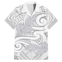 Lotu Tamaiti Samoa Siapo Family Matching Short Sleeve Bodycon Dress and Hawaiian Shirt White Sunday With Teuila Torch Ginger LT9 Dad's Shirt - Short Sleeve White - Polynesian Pride