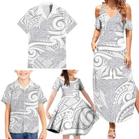 Lotu Tamaiti Samoa Siapo Family Matching Summer Maxi Dress and Hawaiian Shirt White Sunday With Teuila Torch Ginger LT9 - Polynesian Pride