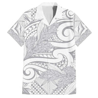 Lotu Tamaiti Samoa Siapo Family Matching Tank Maxi Dress and Hawaiian Shirt White Sunday With Teuila Torch Ginger LT9 Dad's Shirt - Short Sleeve White - Polynesian Pride