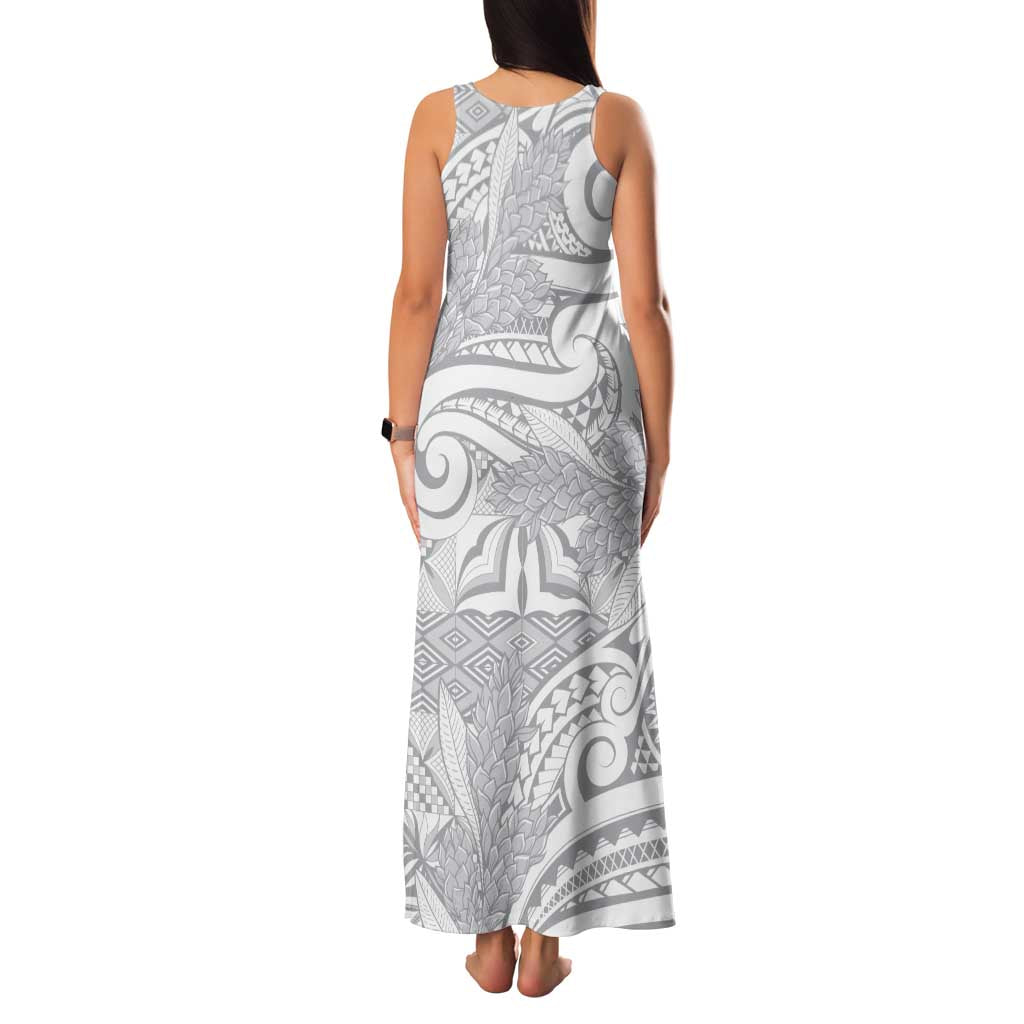 Lotu Tamaiti Samoa Siapo Family Matching Tank Maxi Dress and Hawaiian Shirt White Sunday With Teuila Torch Ginger LT9 - Polynesian Pride
