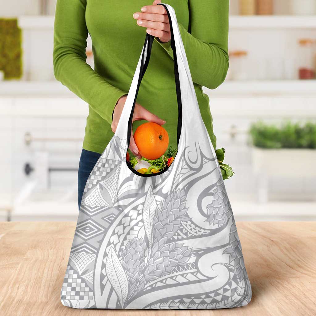 Lotu Tamaiti Samoa Siapo Grocery Bag White Sunday With Teuila Torch Ginger
