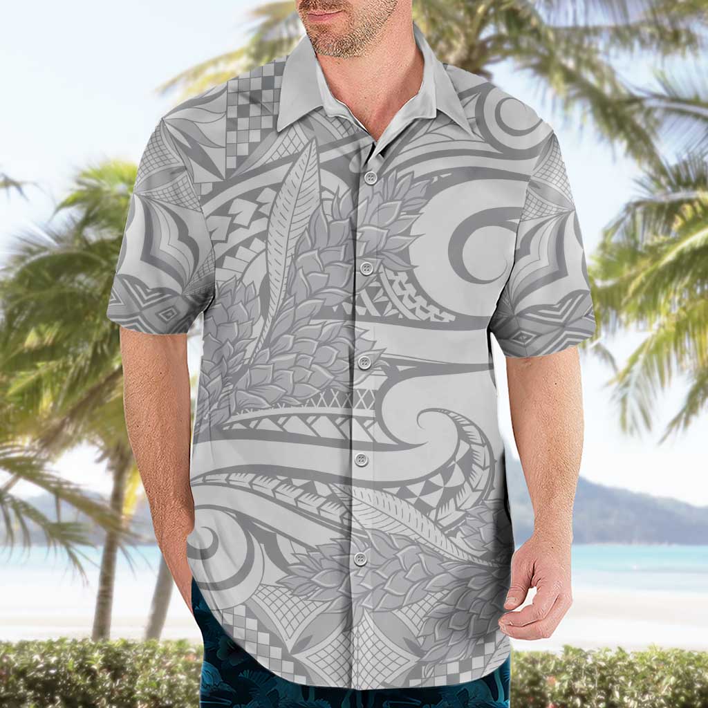 Lotu Tamaiti Samoa Siapo Hawaiian Shirt White Sunday With Teuila Torch Ginger