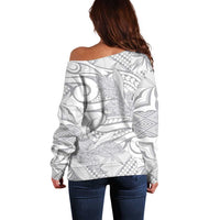 Lotu Tamaiti Samoa Siapo Off Shoulder Sweater White Sunday With Teuila Torch Ginger